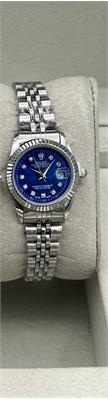ساعت رولکس بند استیل نقره ای صفحه آبی زنانه - کد 139