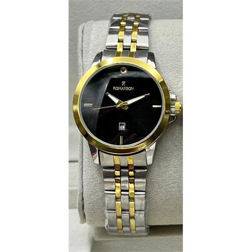 ساعت زنانه بنداستیل دو رنگ صفحه مشکی - کد 338